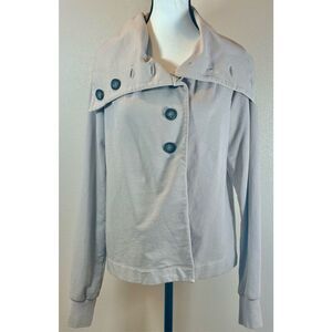 Lilla P Women’s Sailor Collar Button Up Cream Lightweight Women's Jacket Large